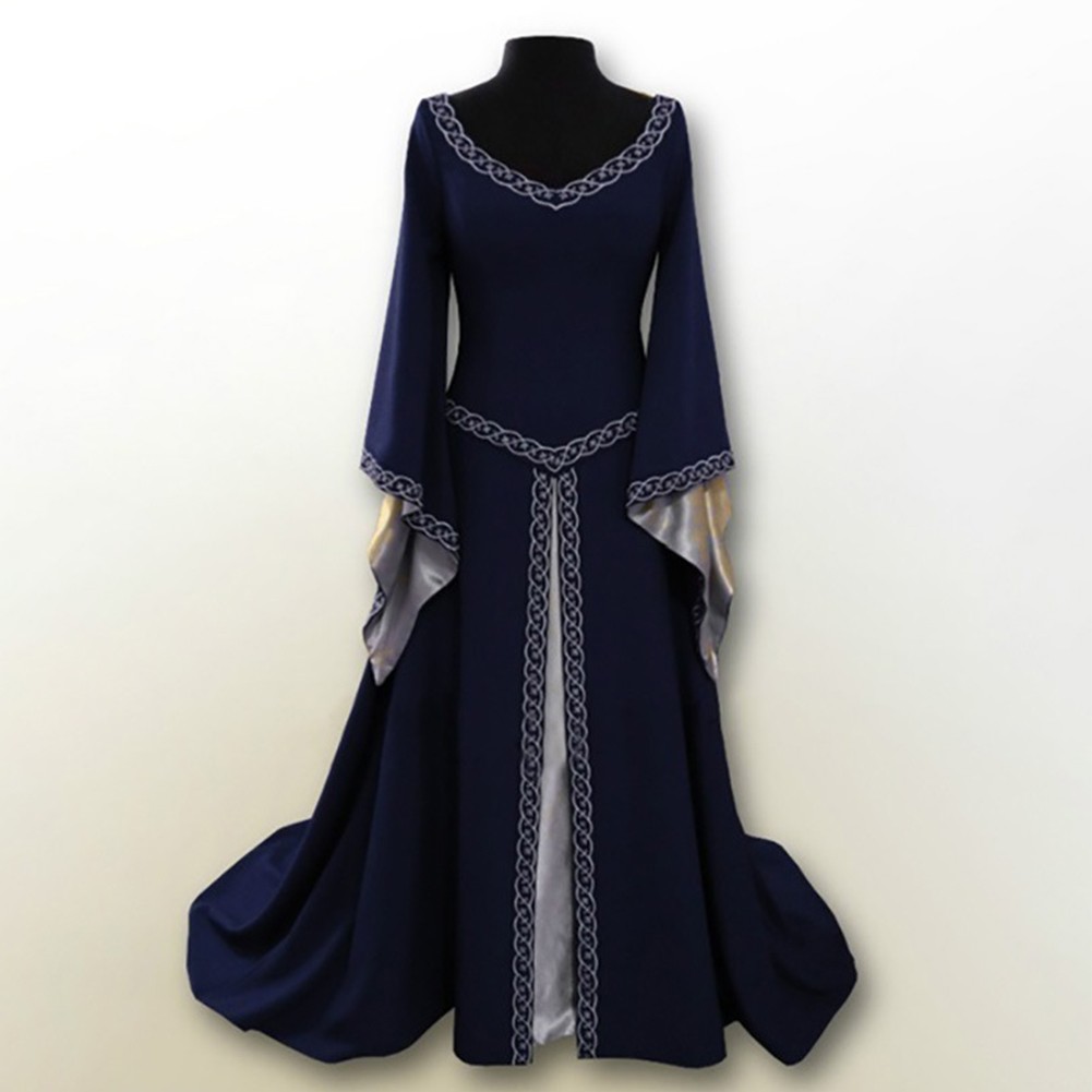 Renaissance Themed Womens Costume Maxi Dress Featuring Exquisite Craftsmanship - Picture 13 of 16