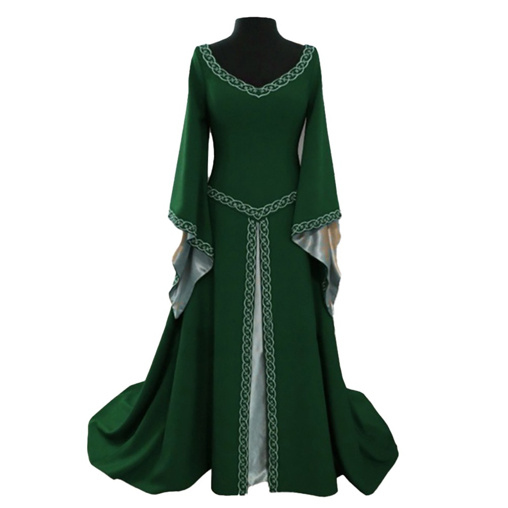 Renaissance Themed Womens Costume Maxi Dress Featuring Exquisite Craftsmanship - Picture 12 of 16