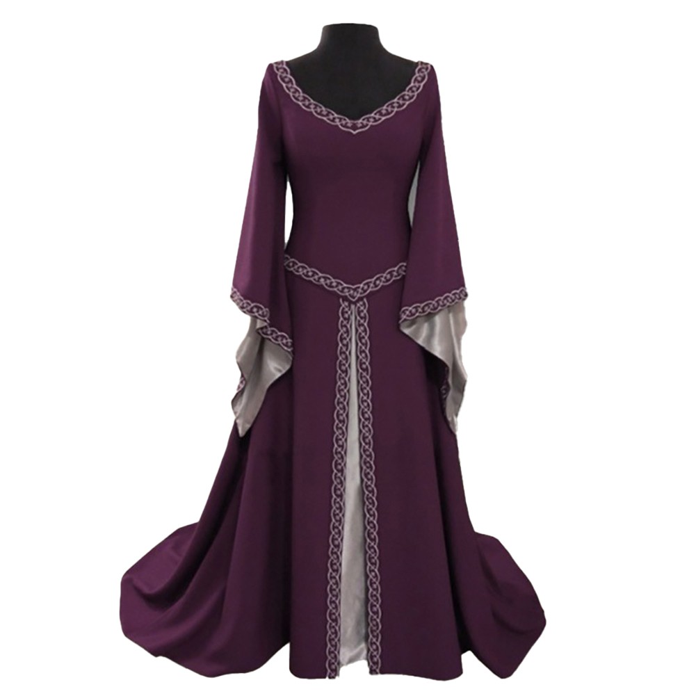 Renaissance Themed Womens Costume Maxi Dress Featuring Exquisite Craftsmanship - Picture 10 of 16