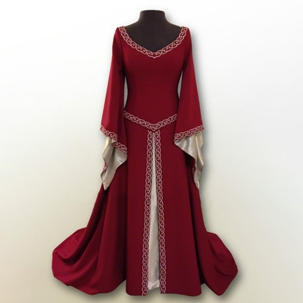 Renaissance Themed Womens Costume Maxi Dress Featuring Exquisite Craftsmanship - Picture 7 of 16