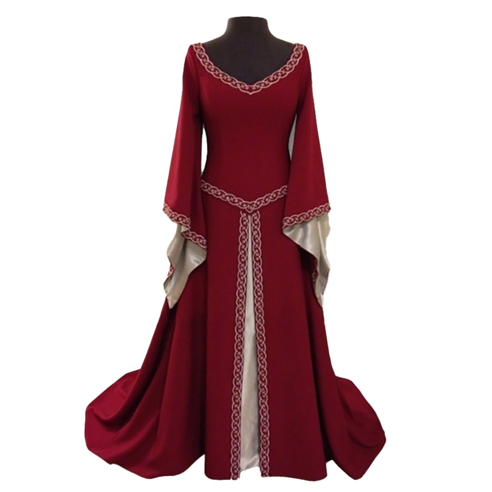 Renaissance Themed Womens Costume Maxi Dress Featuring Exquisite Craftsmanship - Picture 8 of 16