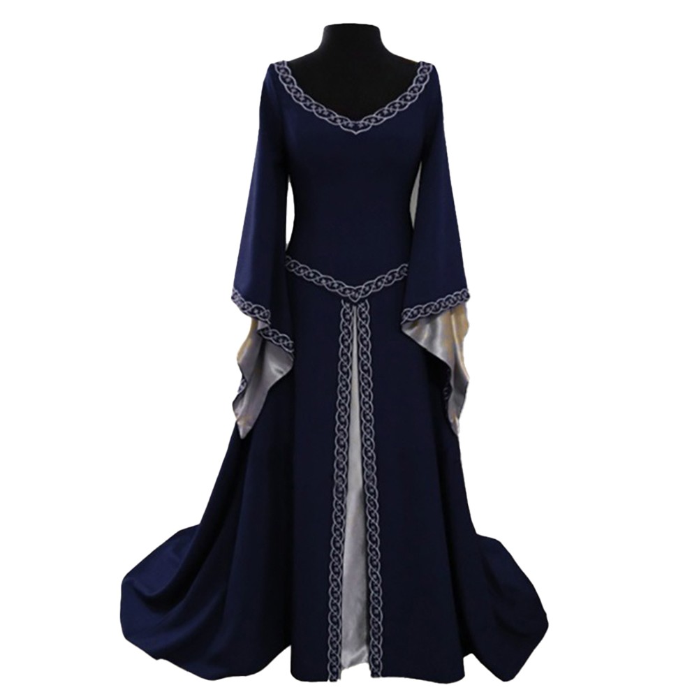 Renaissance Themed Womens Costume Maxi Dress Featuring Exquisite Craftsmanship - Picture 14 of 16