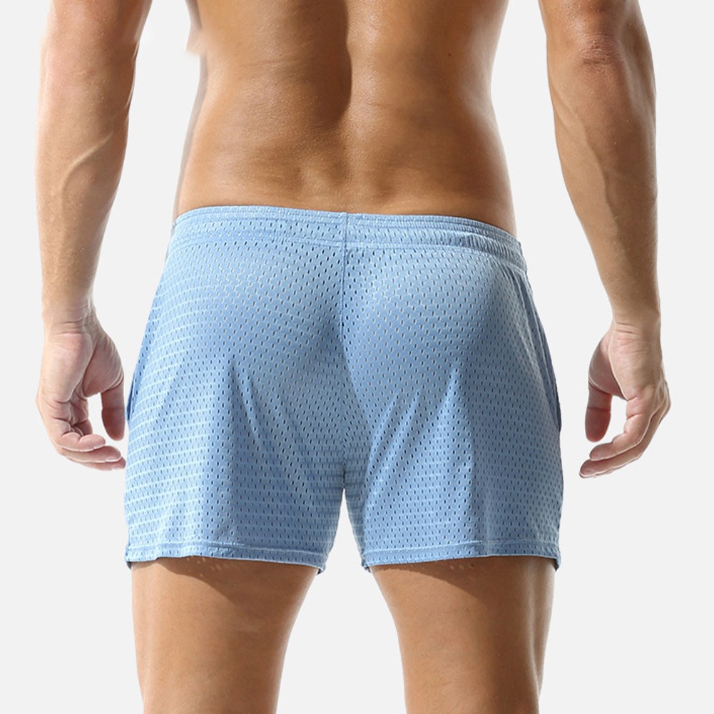 Boxer uomo in rete stile lingerie pantaloncini vita media slip mutande comode - Foto 21 di 27