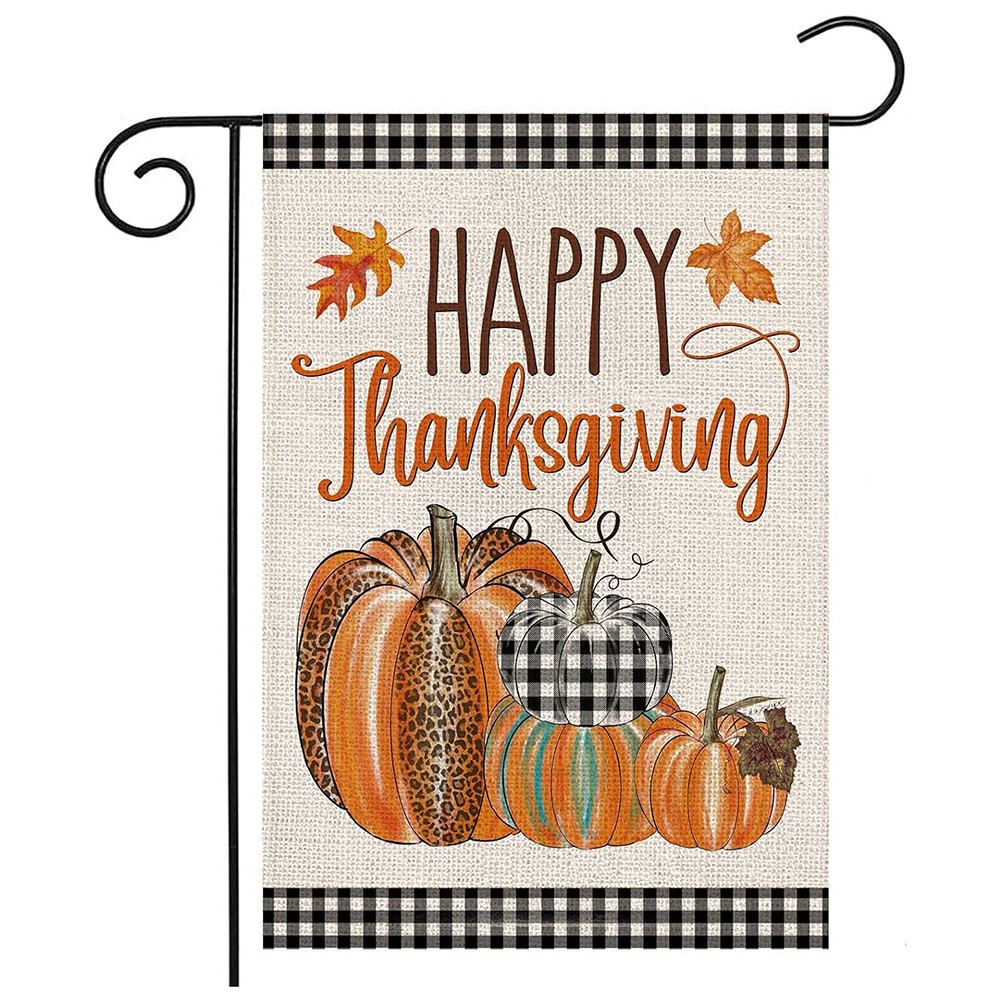 Double Sided Autumn Garden Flag with Colorful Leaves and Pumpkin Design - Picture 6 of 9