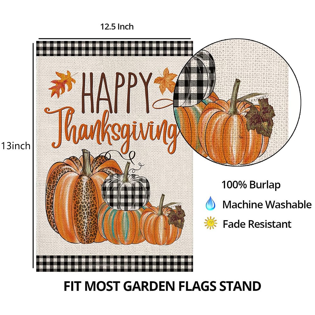 Double Sided Autumn Garden Flag with Colorful Leaves and Pumpkin Design - Picture 7 of 9