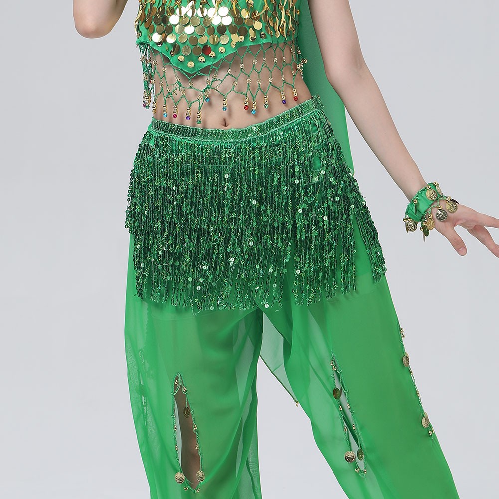 Lace Hip Scarf with Sequin Tassels Ideal for Indian Dance and Women's Costumes - Picture 25 of 74