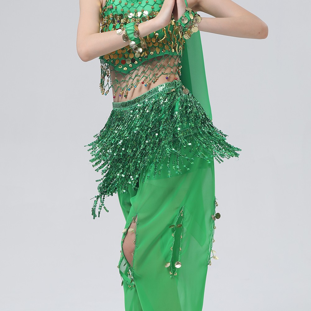 Lace Hip Scarf with Sequin Tassels Ideal for Indian Dance and Women's Costumes - Picture 23 of 74