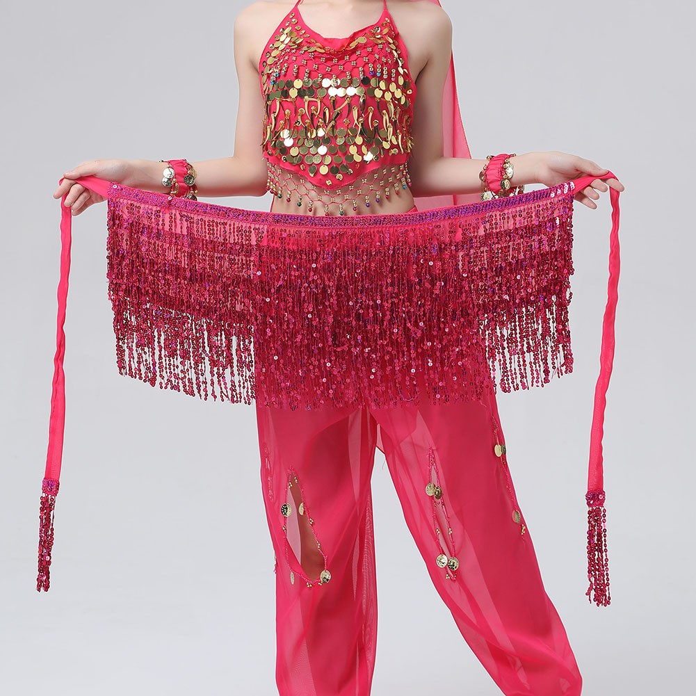 Lace Hip Scarf with Sequin Tassels Ideal for Indian Dance and Women's Costumes - Picture 30 of 74