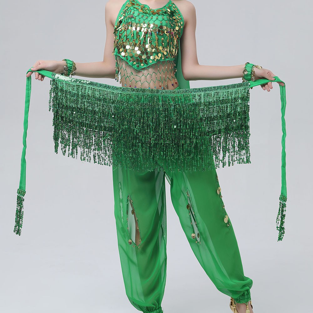 Lace Hip Scarf with Sequin Tassels Ideal for Indian Dance and Women's Costumes - Picture 22 of 74
