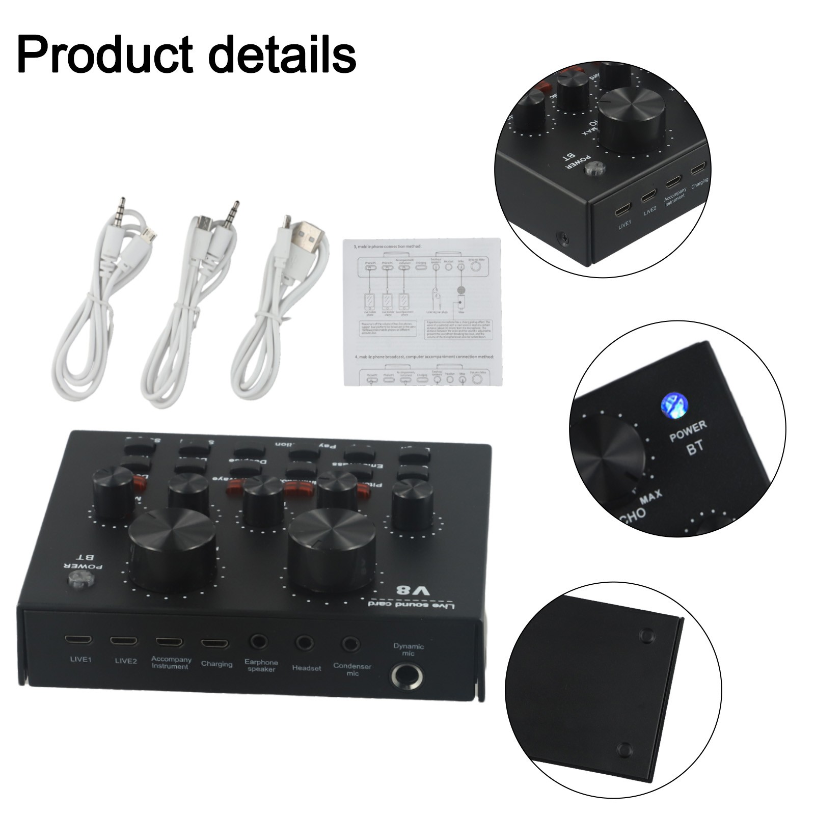 High Performance V8 External Sound Card Set with Essential Accessories - Photo 8/12