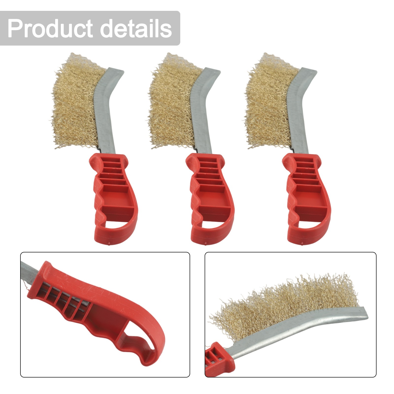 Produktbild von 3er-Set Messing-Drahtbürsten Mit Gebogenem Griff – Ideal Für 3D-Drucker-Reinigung, Rost, Schweißschlacke Und Mehr