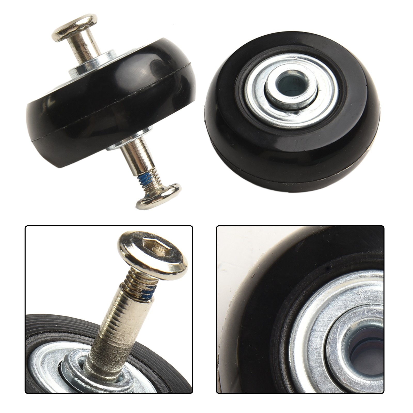 Reliable Suitcase Wheel Replacements Includes Two Black Wheels and Screws