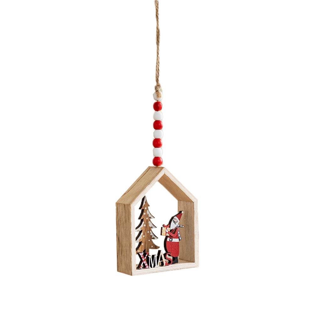 Traditioneller Weihnachtsschmuck aus Holz mit Weihnachtsmann und Rentier - Bild 13 von 13