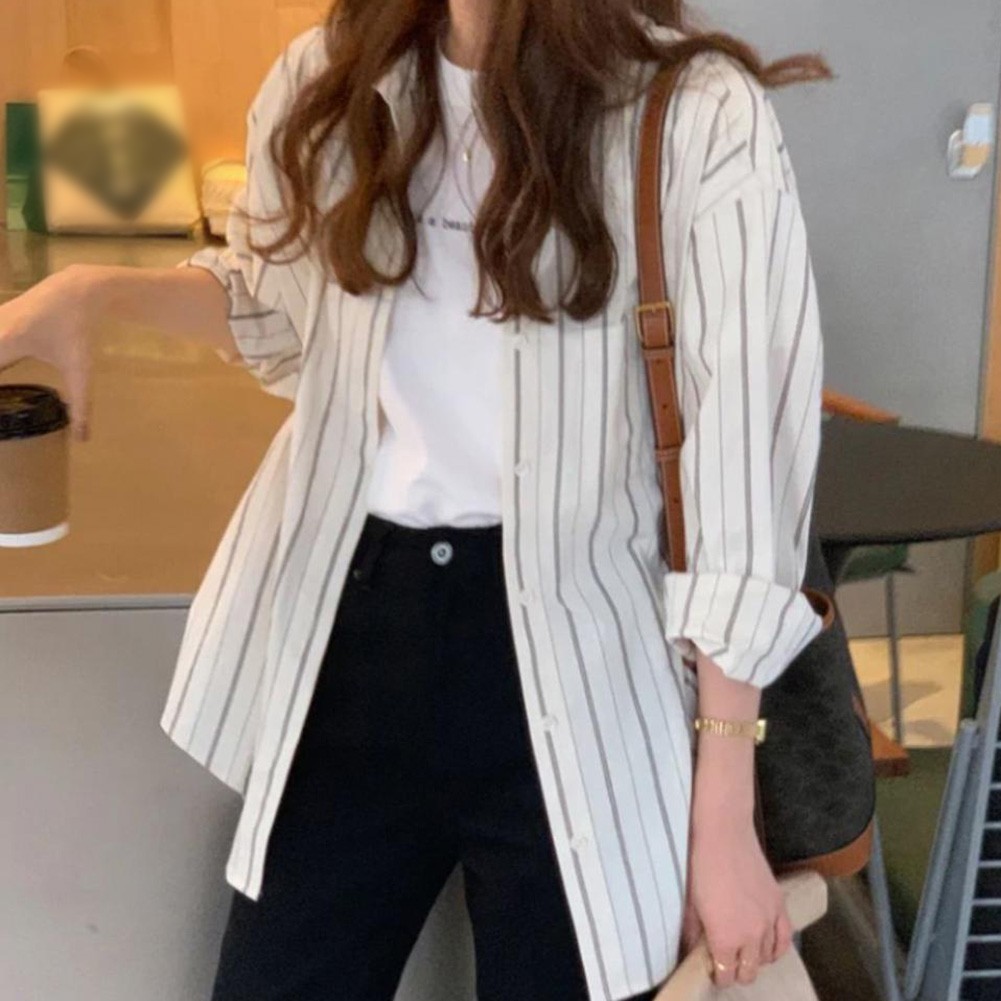 Gorgeous Look Women's Classic Stripe Design Long Sleeve Shirts to Try Out - Picture 20 of 60