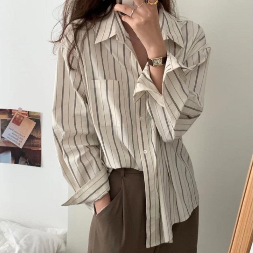 Gorgeous Look Women's Classic Stripe Design Long Sleeve Shirts to Try Out - Picture 35 of 60