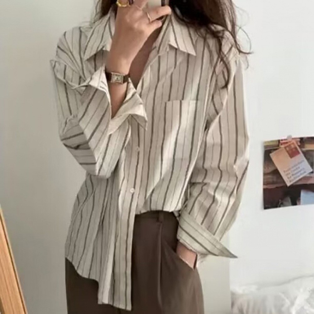 Gorgeous Look Women's Classic Stripe Design Long Sleeve Shirts to Try Out - Picture 25 of 60