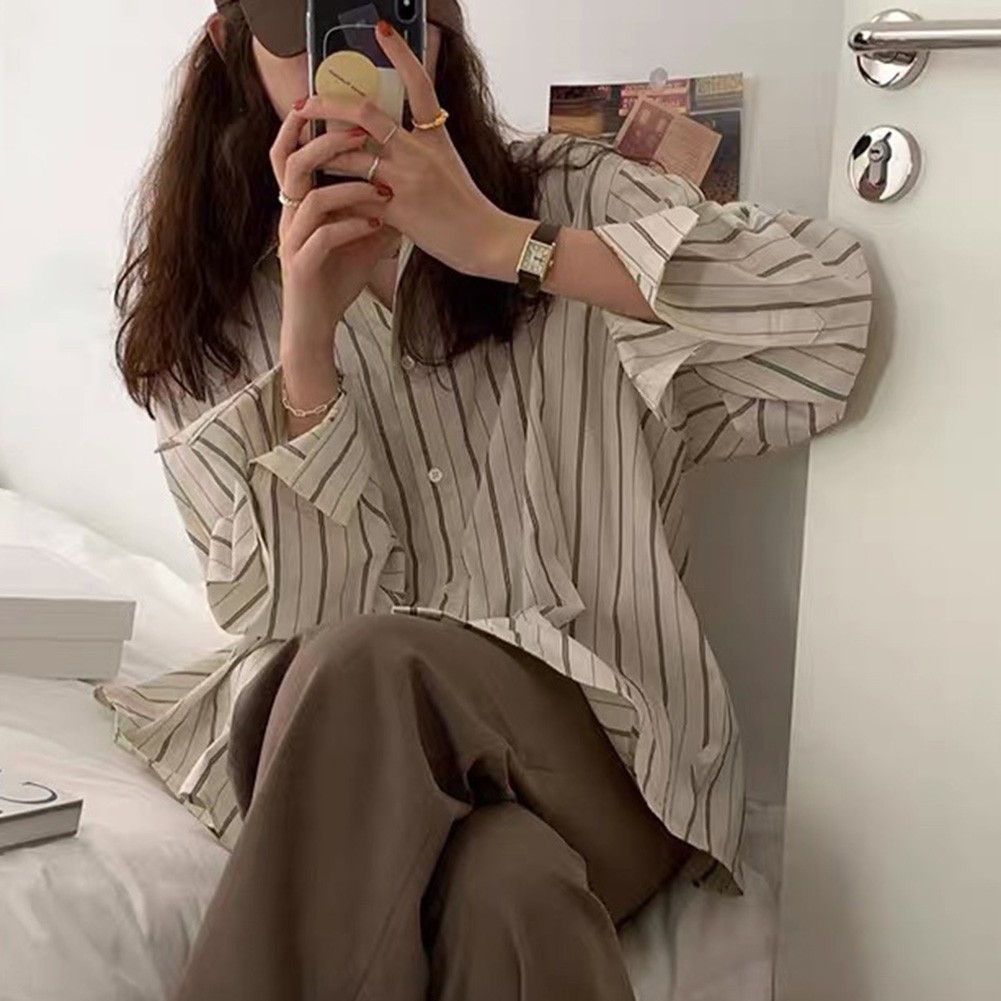 Gorgeous Look Women's Classic Stripe Design Long Sleeve Shirts to Try Out - Picture 21 of 60
