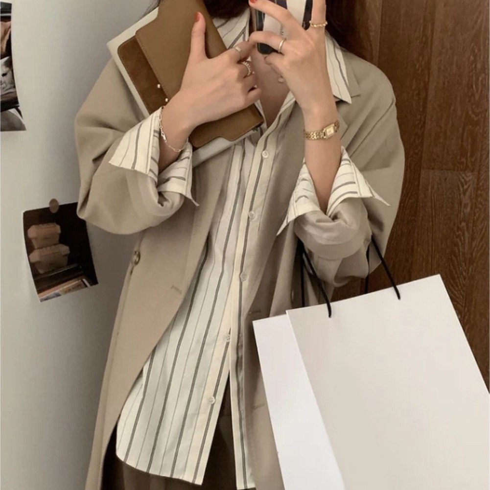 Gorgeous Look Women's Classic Stripe Design Long Sleeve Shirts to Try Out - Picture 24 of 60