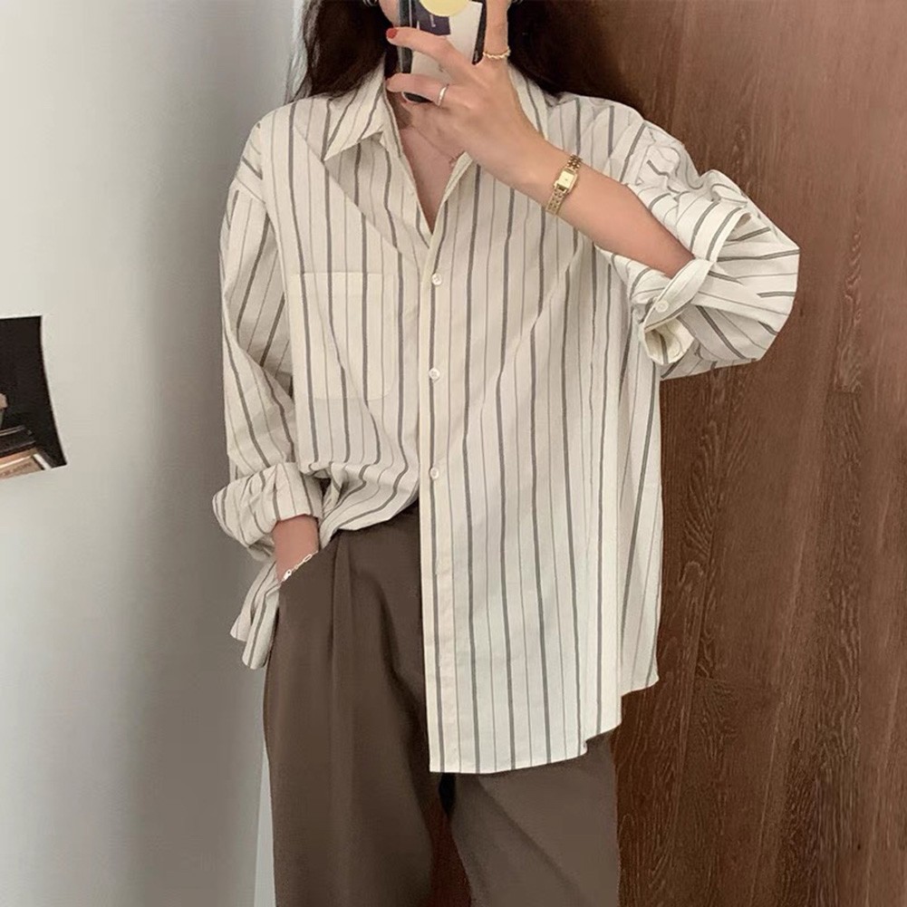 Gorgeous Look Women's Classic Stripe Design Long Sleeve Shirts to Try Out - Picture 15 of 60