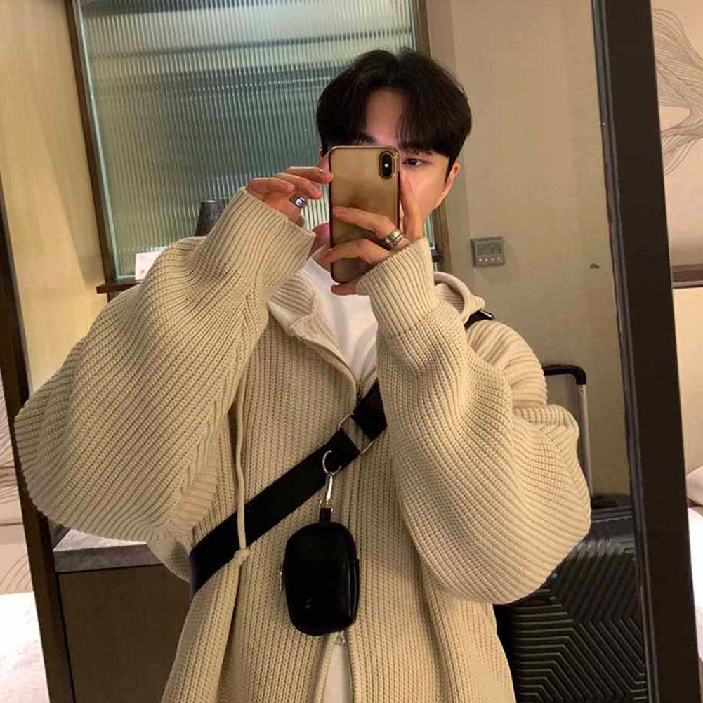 Spring Autumn Men's Hooded Knitted Sweater Long Sleeve Fashion Cardigan - Picture 14 of 60