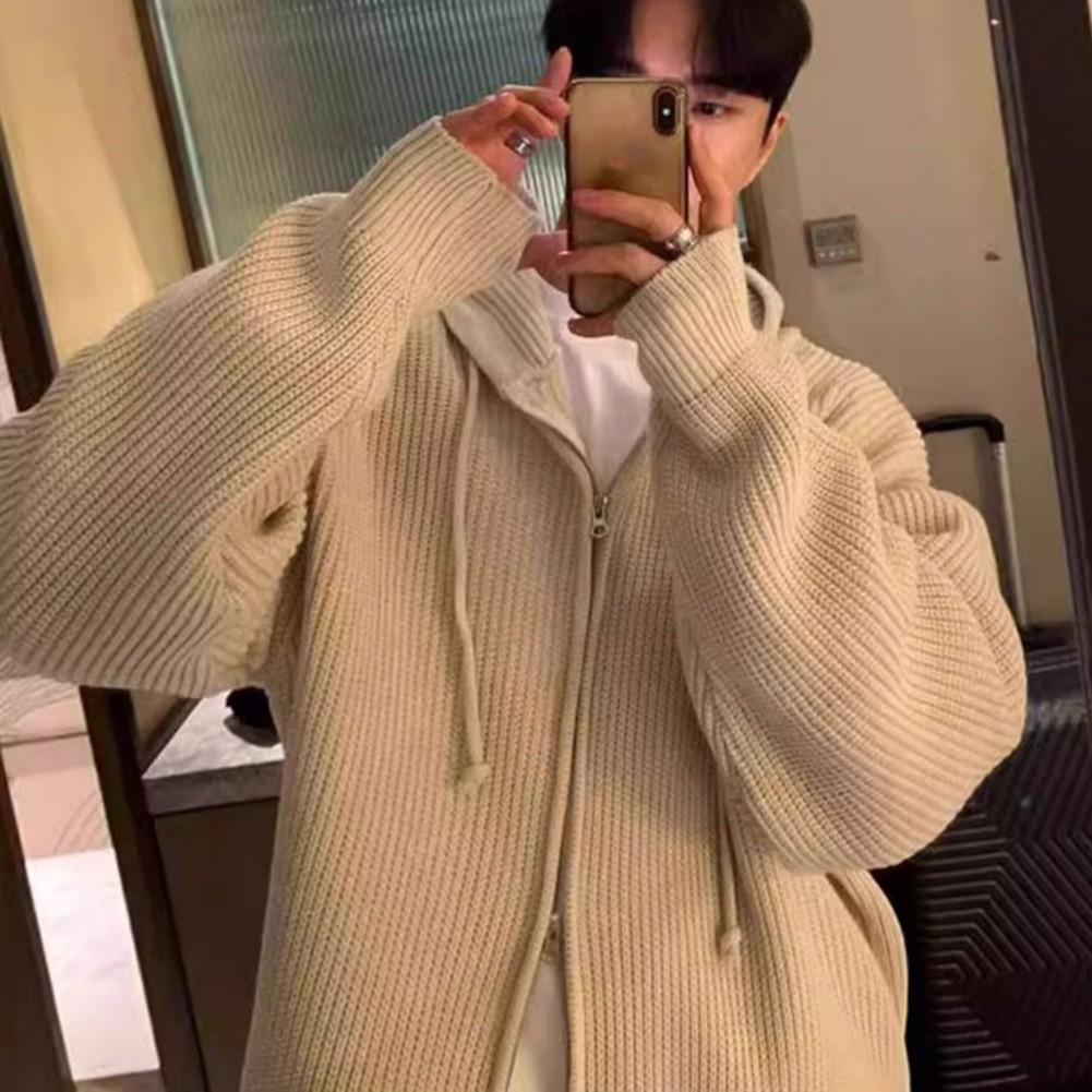Spring Autumn Men's Hooded Knitted Sweater Long Sleeve Fashion Cardigan - Picture 21 of 60