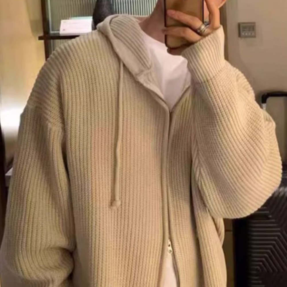 Spring Autumn Men's Hooded Knitted Sweater Long Sleeve Fashion Cardigan - Picture 20 of 60