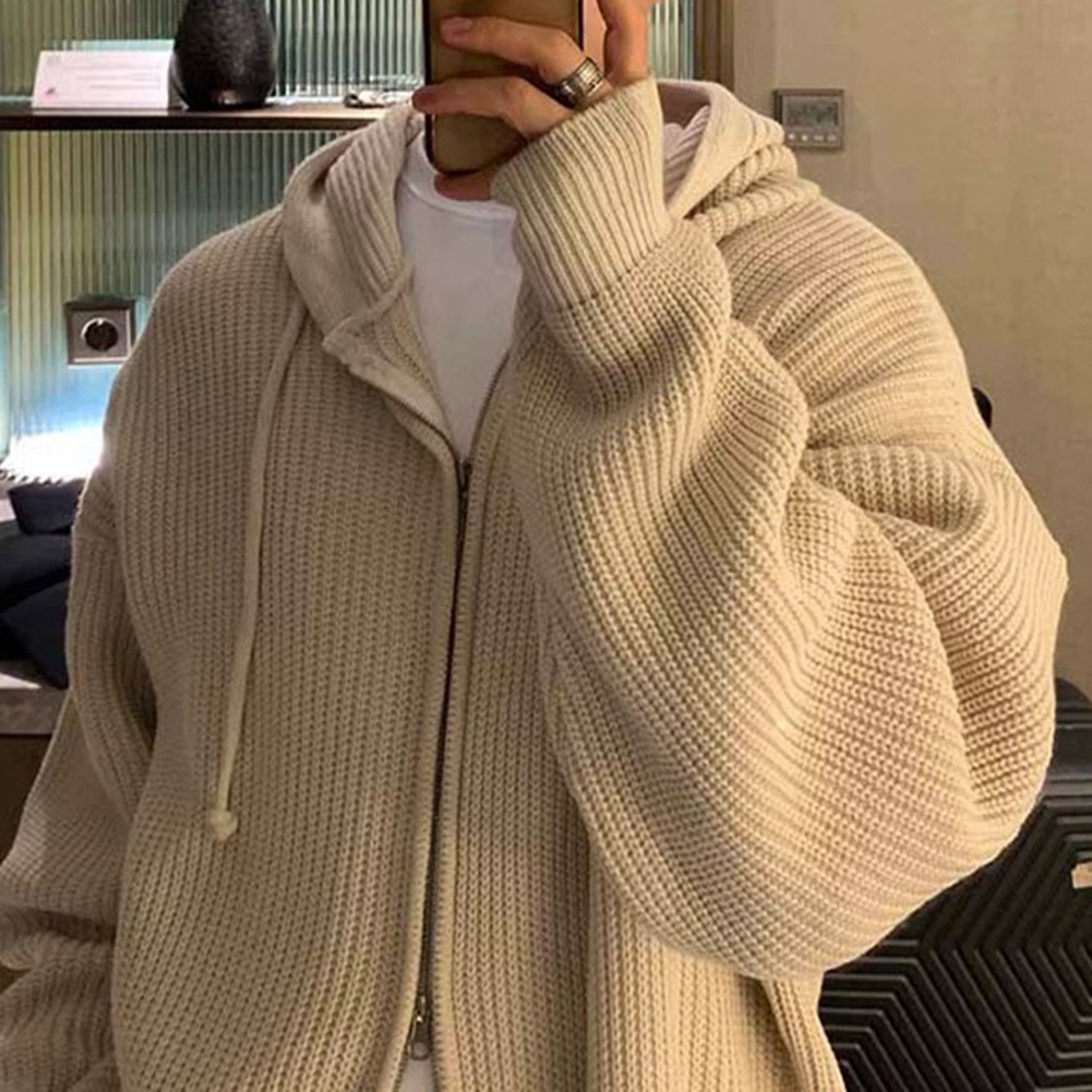 Spring Autumn Men's Hooded Knitted Sweater Long Sleeve Fashion Cardigan - Picture 18 of 60