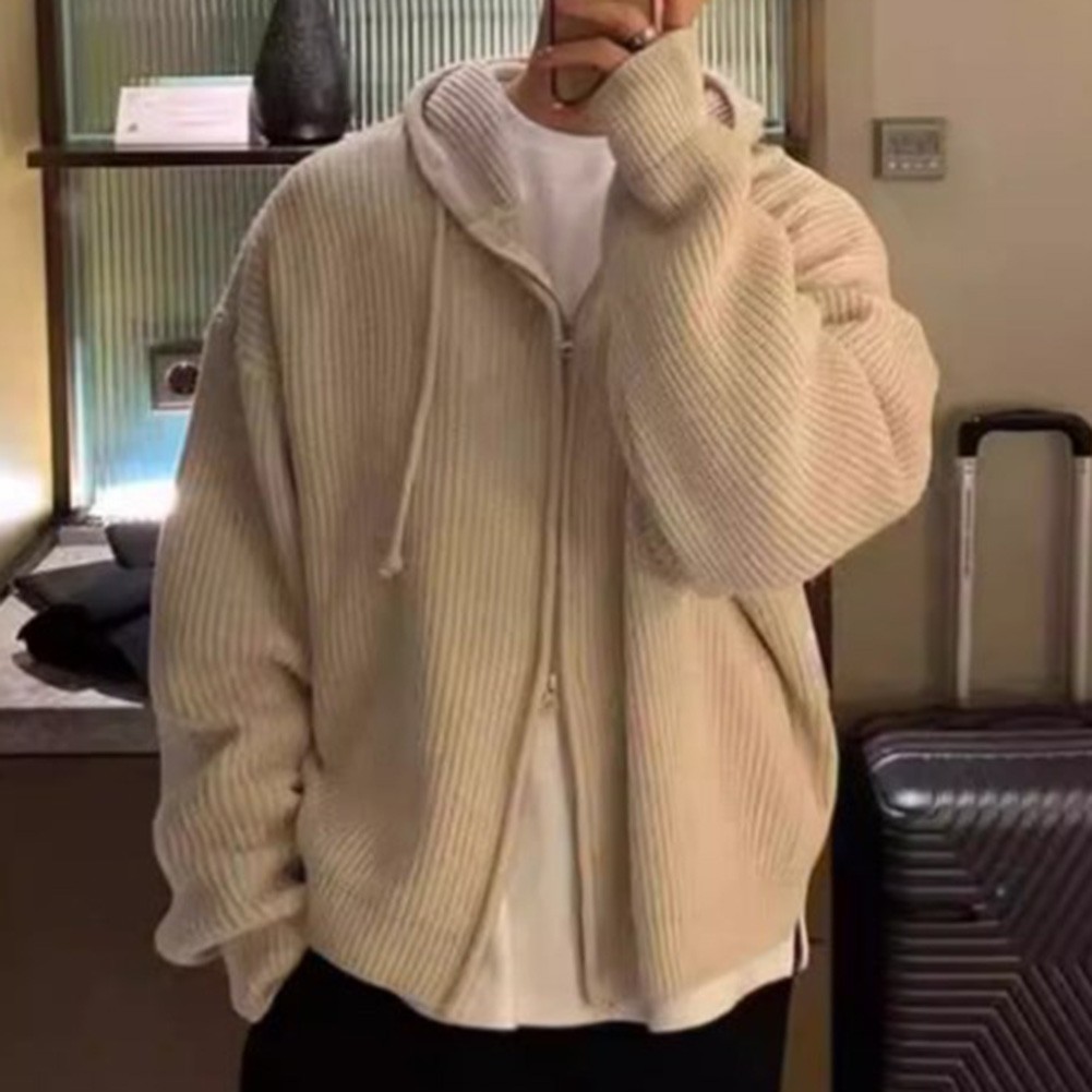 Spring Autumn Men's Hooded Knitted Sweater Long Sleeve Fashion Cardigan - Picture 46 of 60