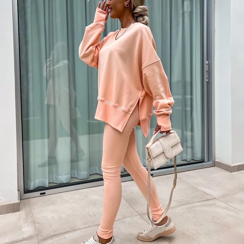 Ensemble acheter sweat ample femme mode quotidienne combin?? avec pantalon ajust??
