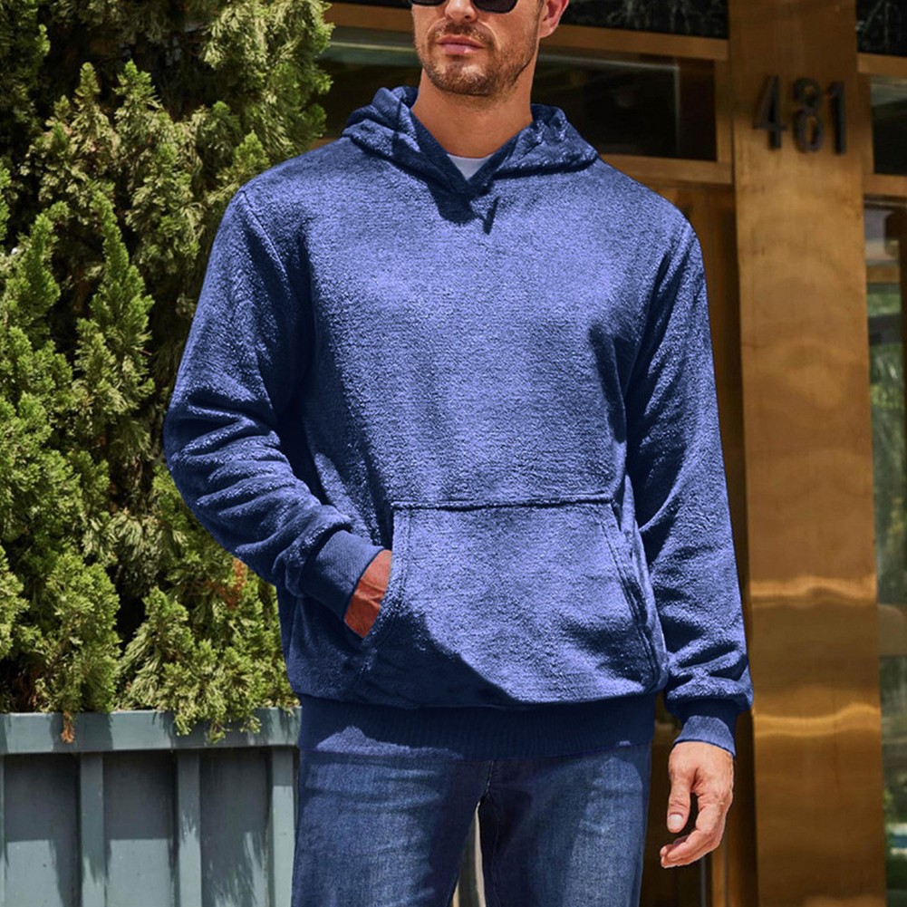 Sweat à tendance capuche ample chaud hiver pour homme manches longues polaire vêtement