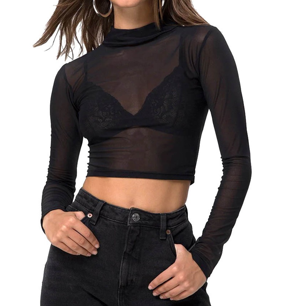 Fashionable Tight Fit Mesh Shirt with Mid High Collar for Everyday Wear - Picture 15 of 37