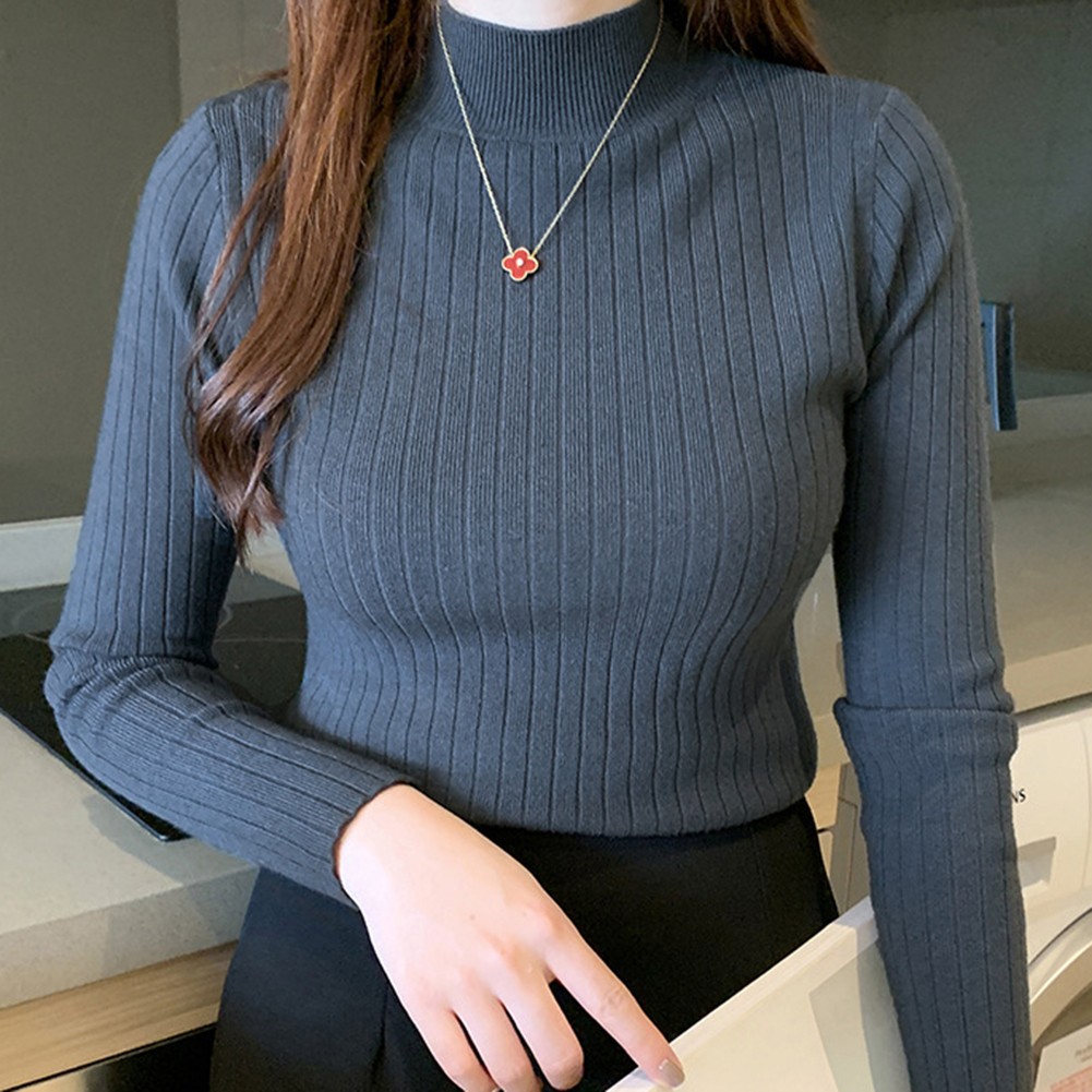 Sleek Womens Pullover Sweater with Turtleneck Perfect for Cold Weather - Picture 25 of 27