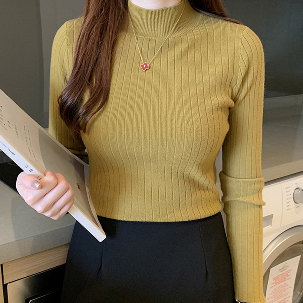 Sleek Womens Pullover Sweater with Turtleneck Perfect for Cold Weather - Picture 23 of 27