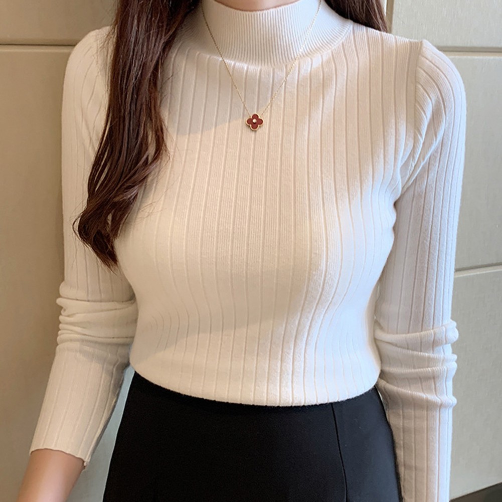 Sleek Womens Pullover Sweater with Turtleneck Perfect for Cold Weather - Picture 17 of 27