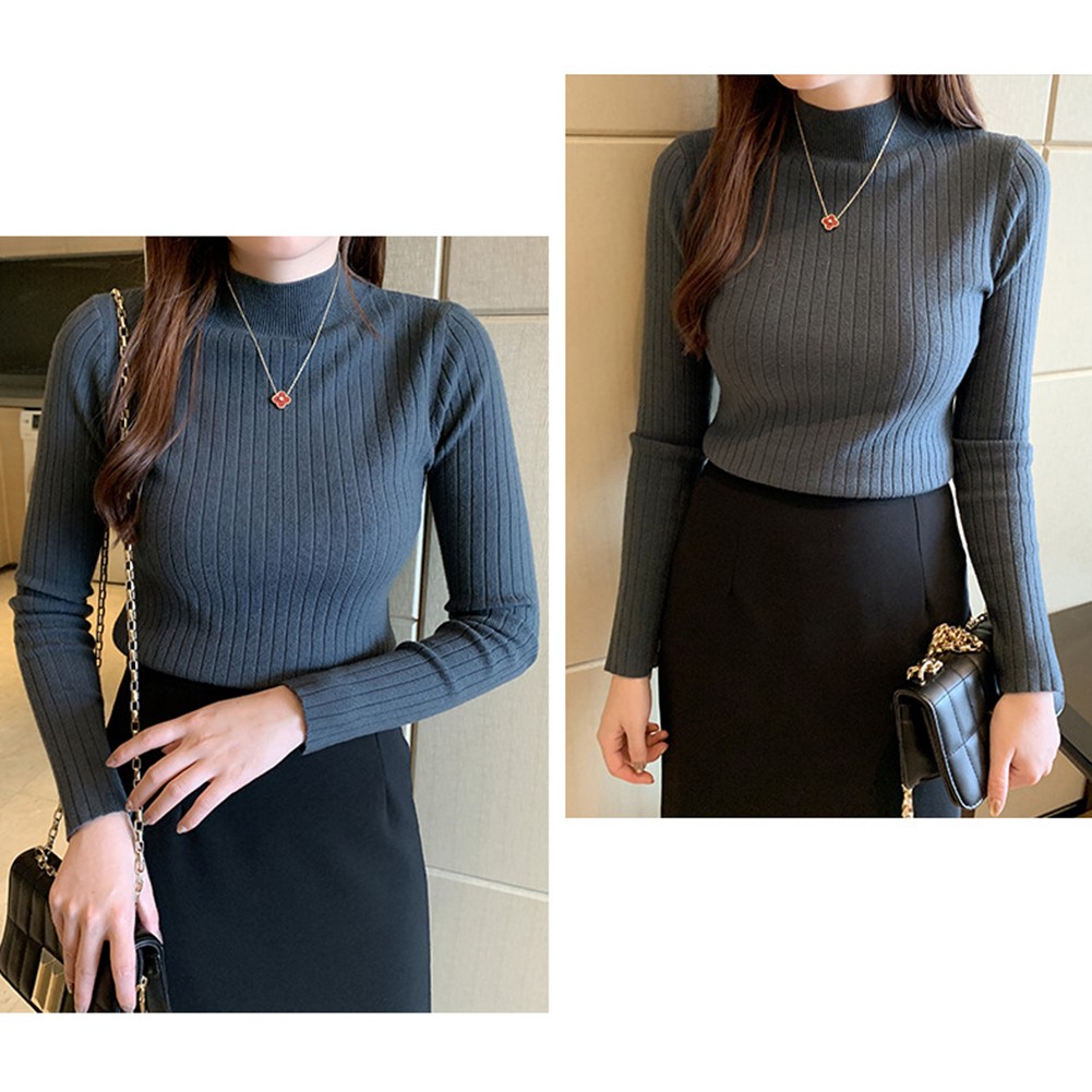 Sleek Womens Pullover Sweater with Turtleneck Perfect for Cold Weather - Picture 27 of 27