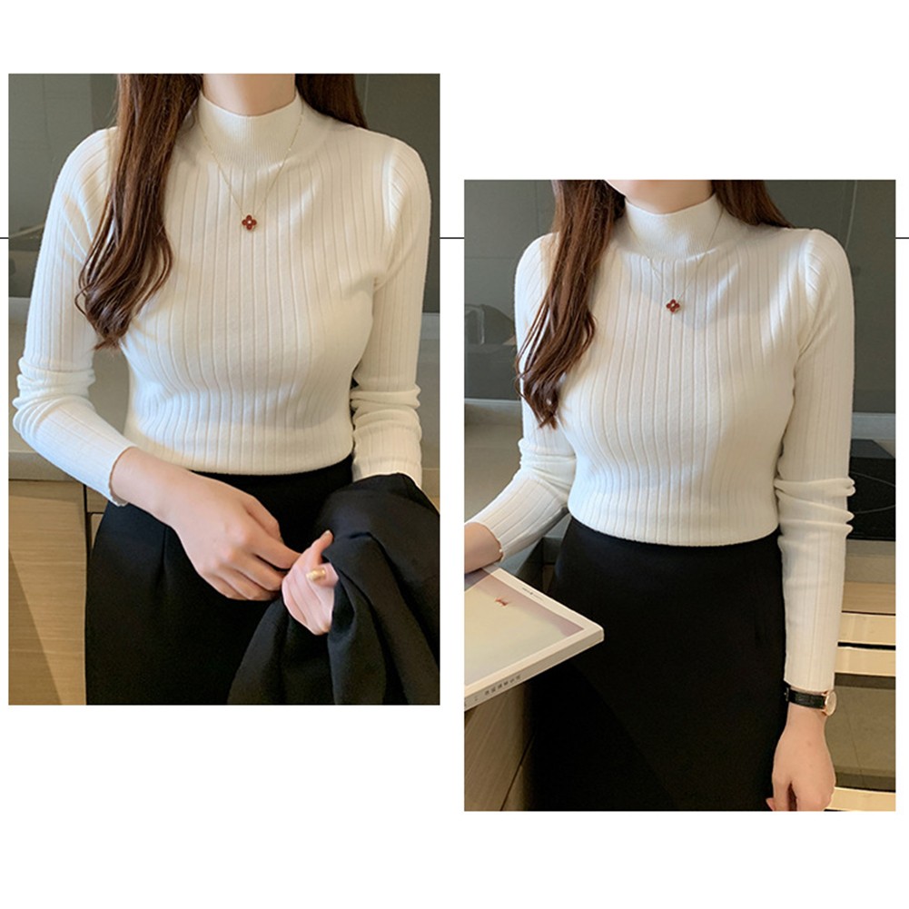 Sleek Womens Pullover Sweater with Turtleneck Perfect for Cold Weather - Picture 14 of 27