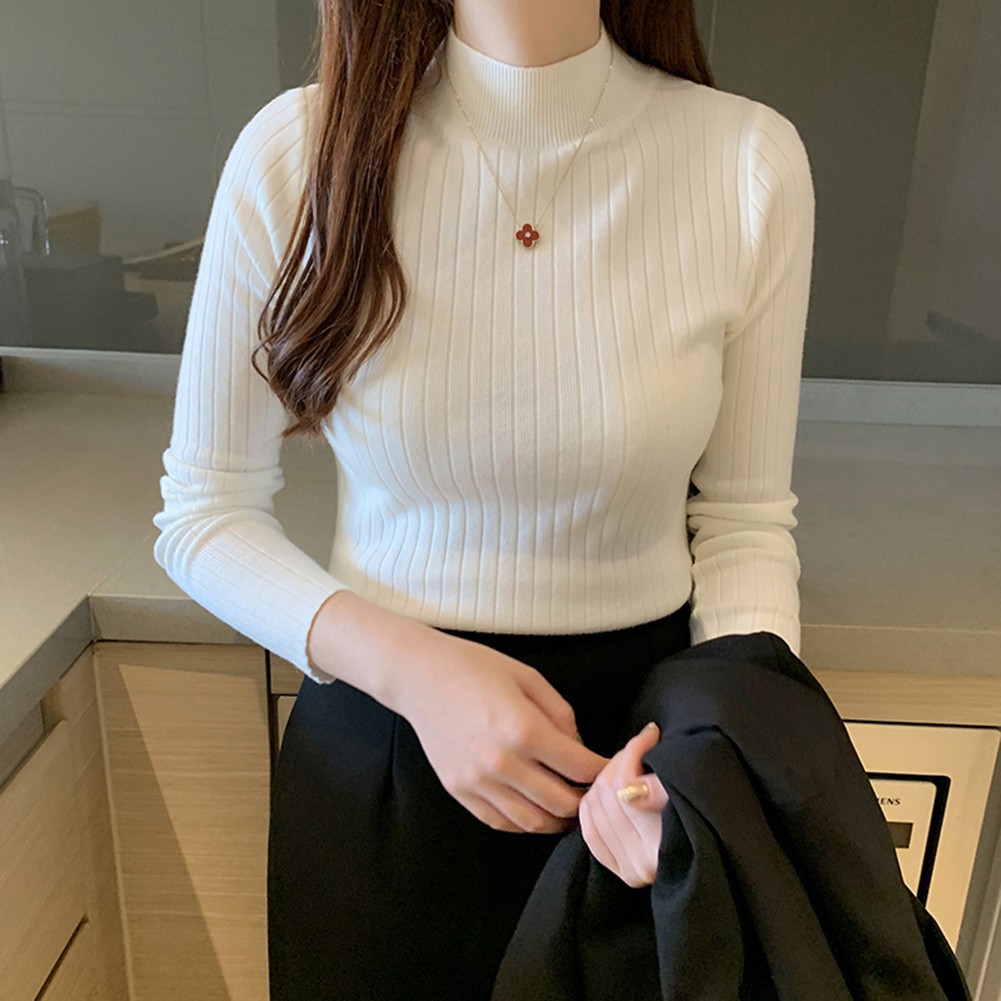 Sleek Womens Pullover Sweater with Turtleneck Perfect for Cold Weather - Picture 13 of 27