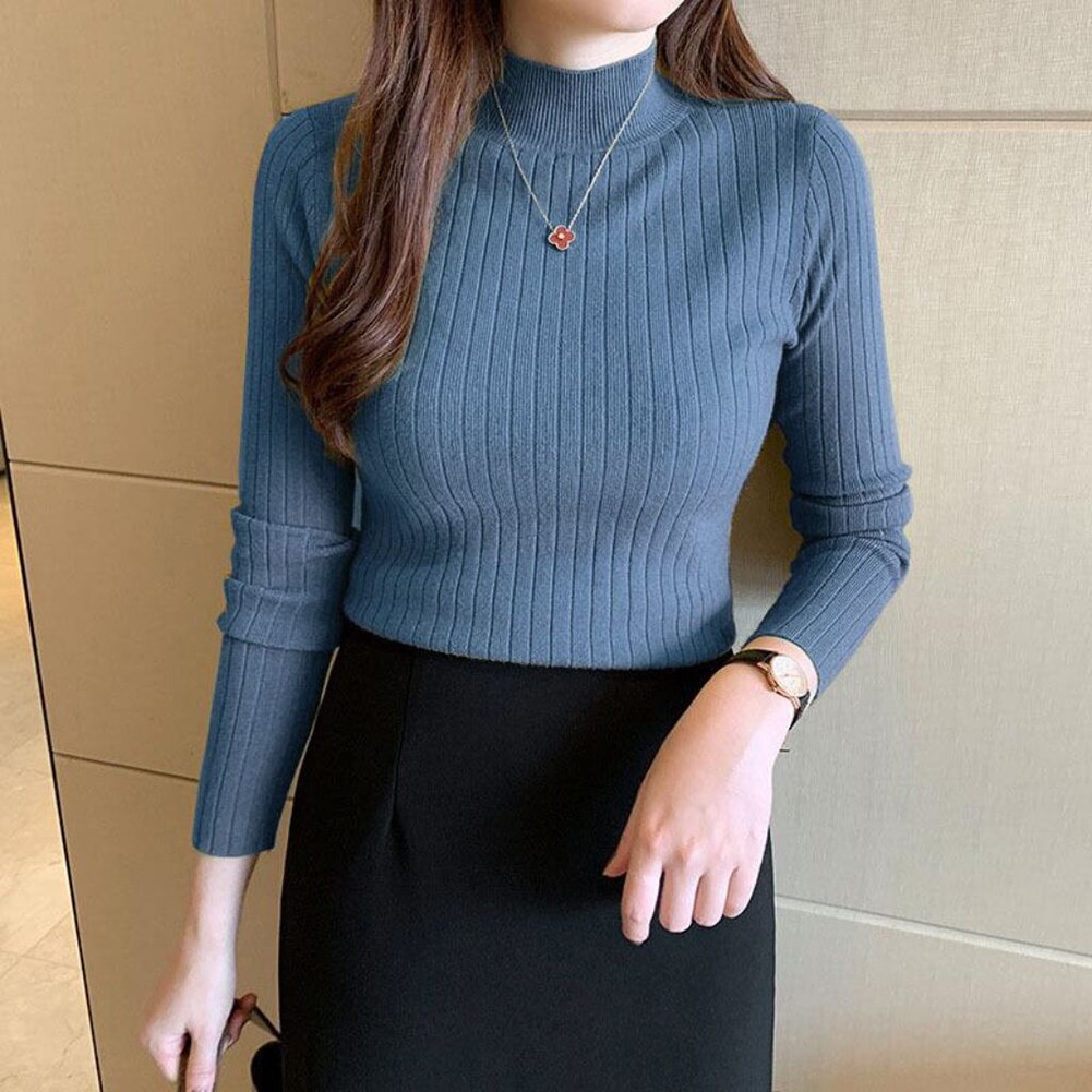 Sleek Womens Pullover Sweater with Turtleneck Perfect for Cold Weather - Picture 24 of 27