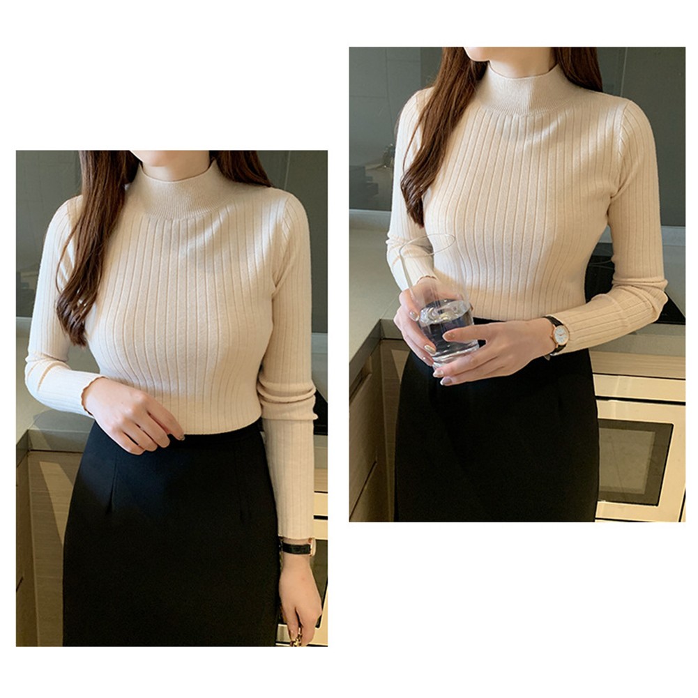 Sleek Womens Pullover Sweater with Turtleneck Perfect for Cold Weather - Picture 19 of 27