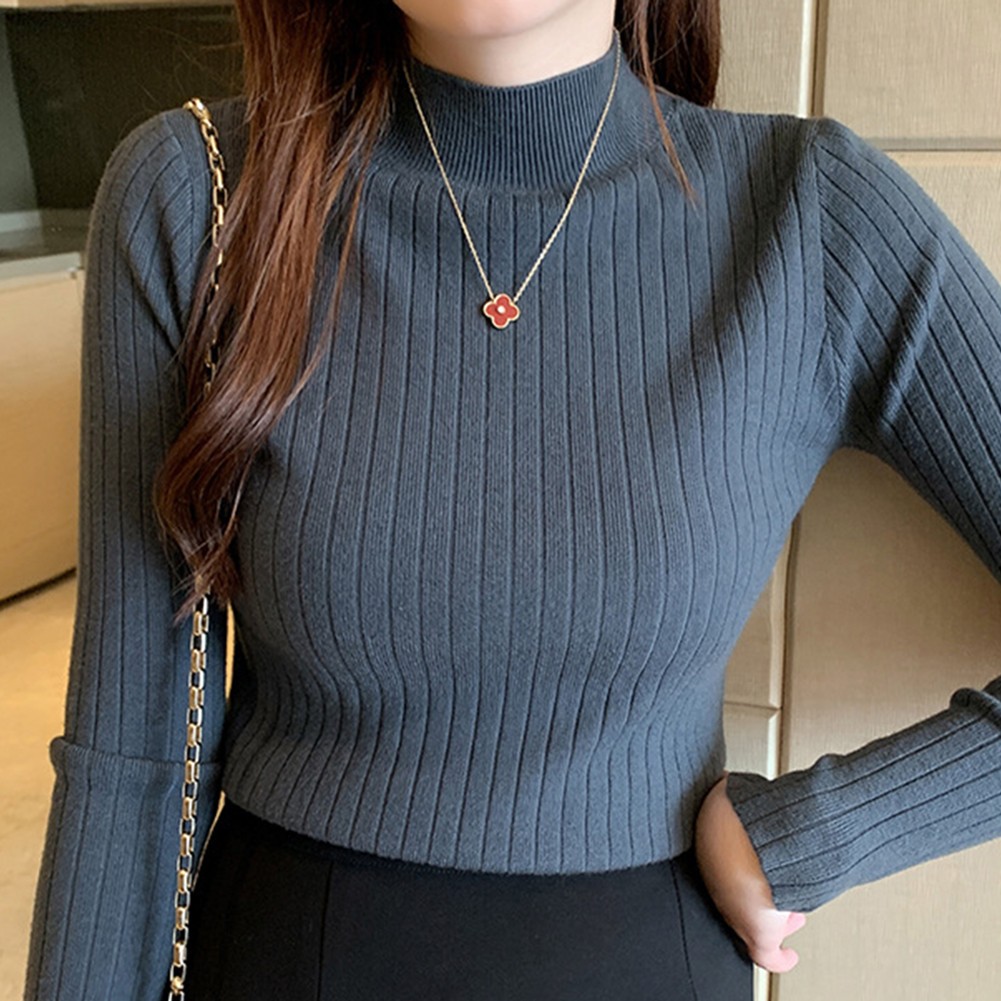 Sleek Womens Pullover Sweater with Turtleneck Perfect for Cold Weather - Picture 26 of 27
