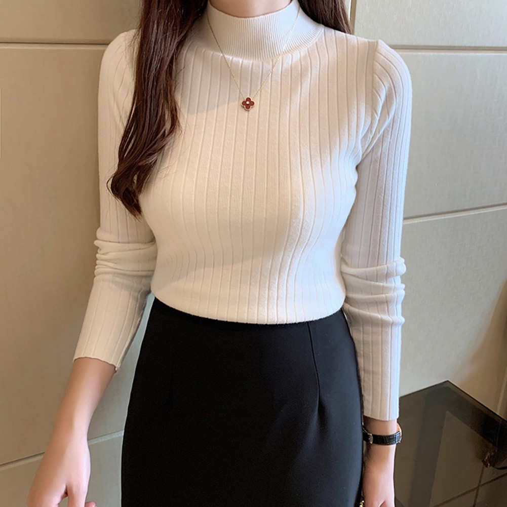 Sleek Womens Pullover Sweater with Turtleneck Perfect for Cold Weather - Picture 16 of 27