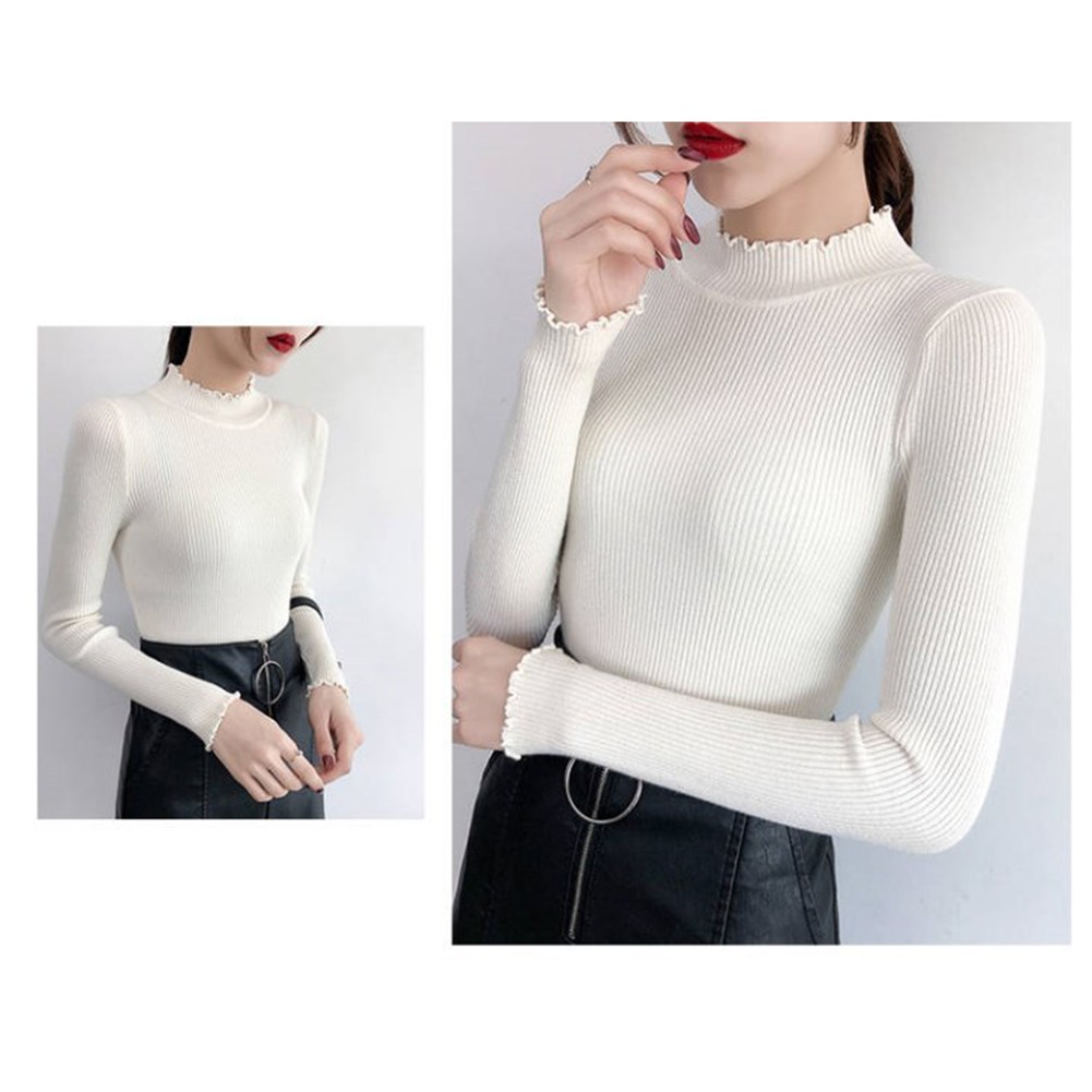 Trendy Women Slim Fit Turtleneck Sweater Autumn offres Winter Long Sleeve Top