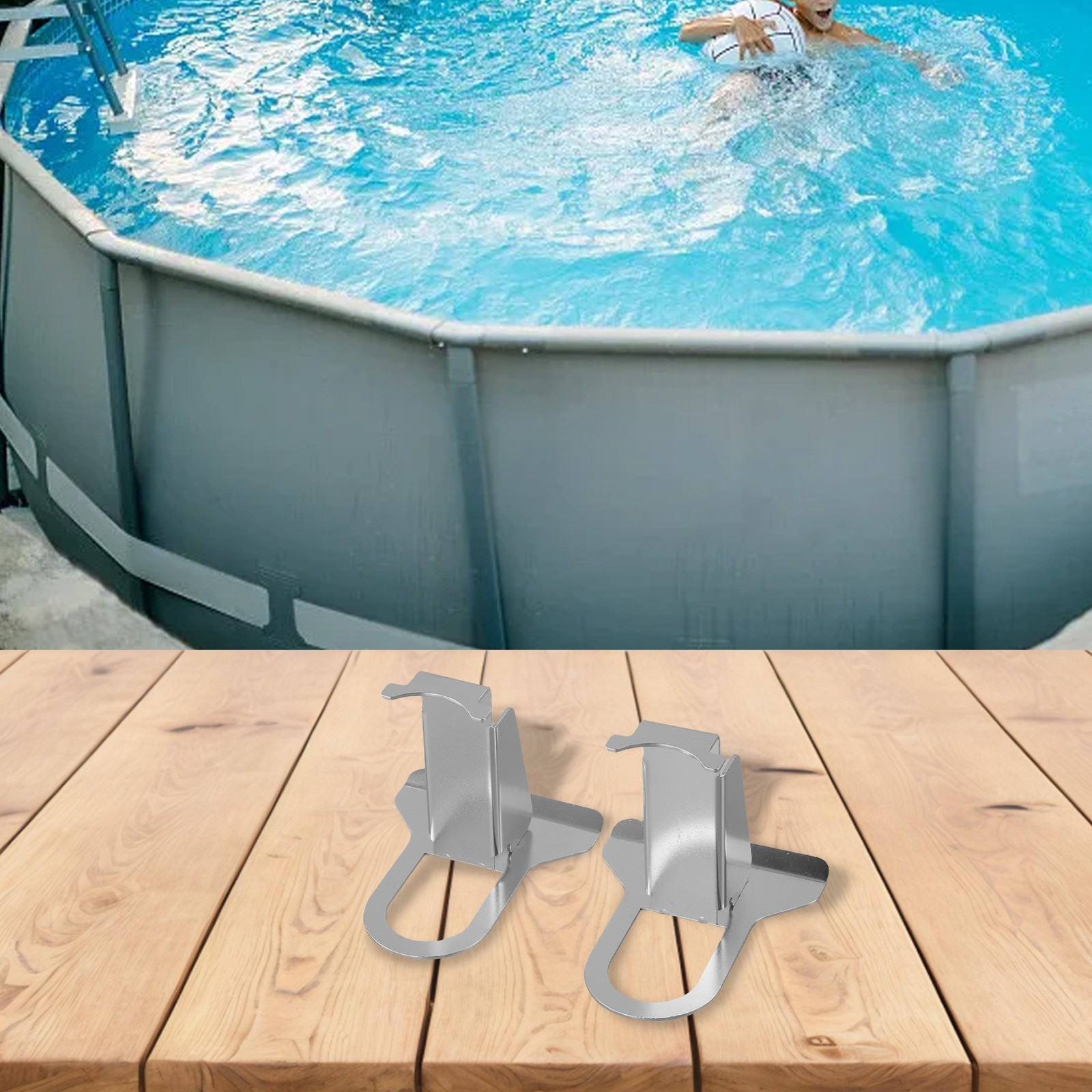 Sturdy Grey Pipe Holders for Intex Pools Dimensionally Stable Easy Disassembly