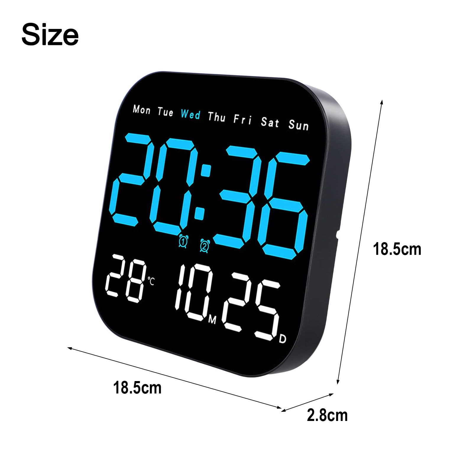 Grande Horloge Murale Numérique LED tendance avec Télécommande et Affichage Températu