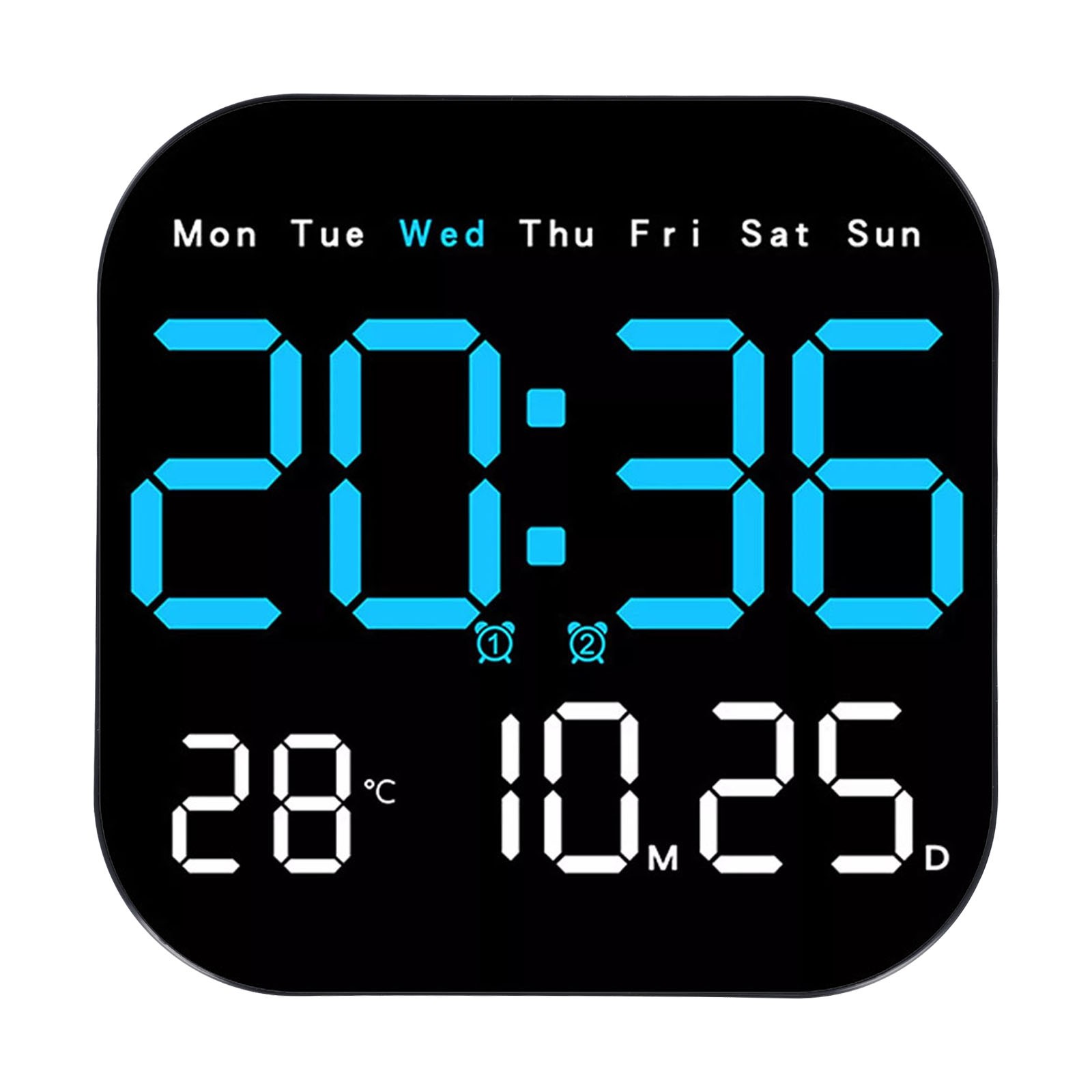 Grande Horloge Murale Numérique LED avec Télécommande 2024 et Affichage Températu