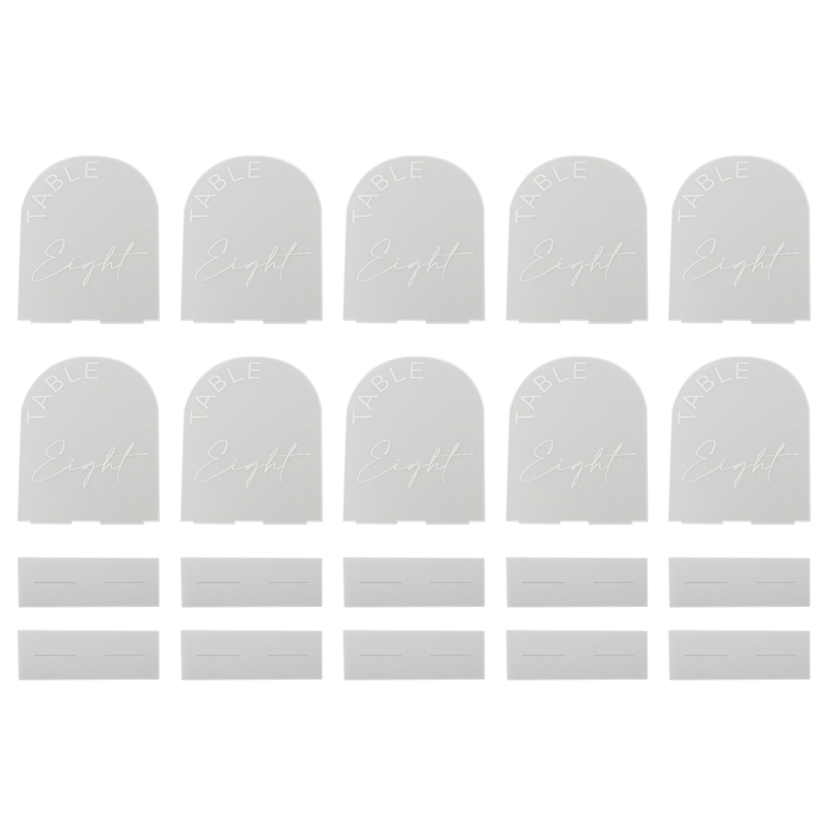 Paquet de 10 panneaux numéro de table design arche minimaliste soldes matériau acryli