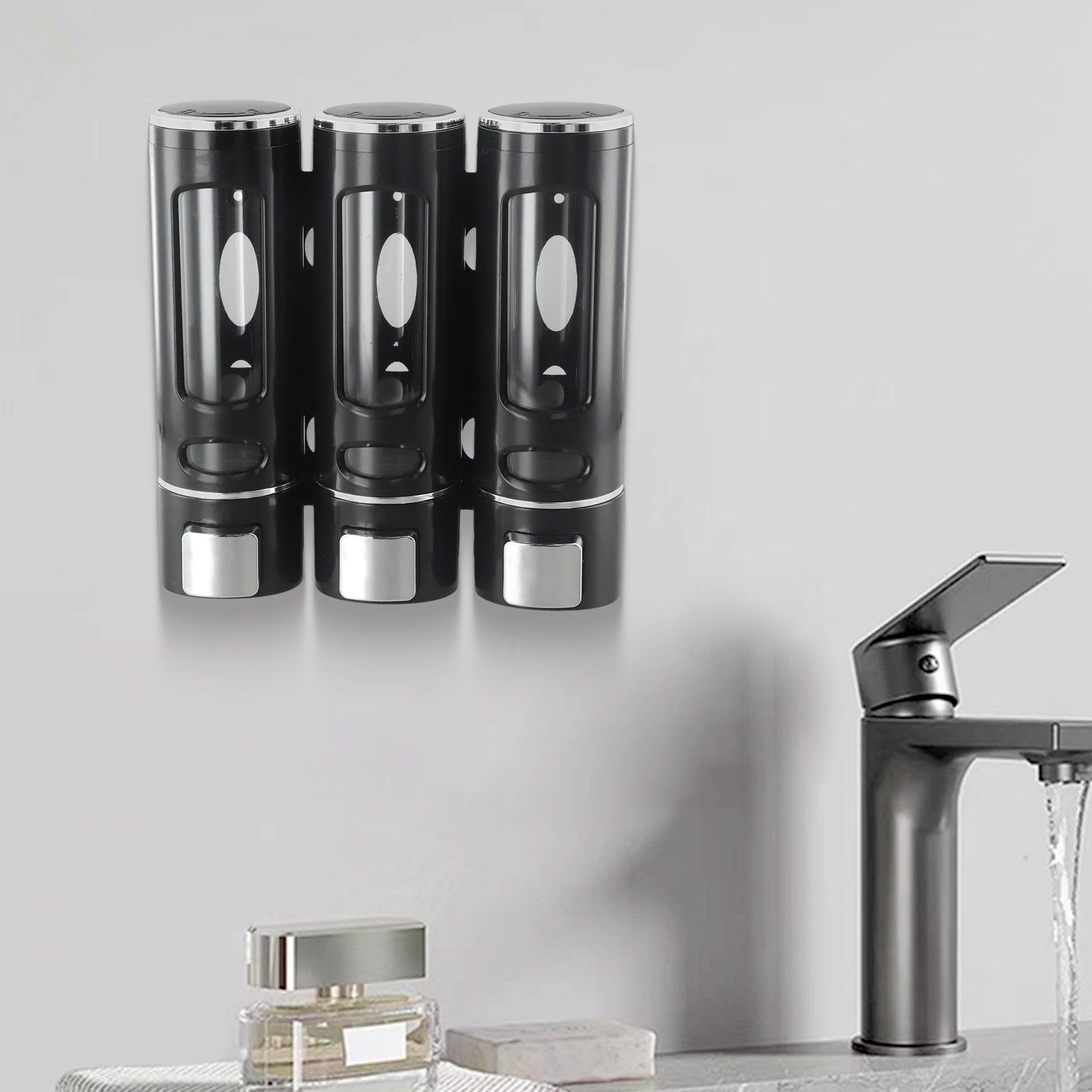 Moderner Seifenspender zur Wandmontage für Hotels 3 in 1 Badezimmerzubehör - Bild 19 von 35