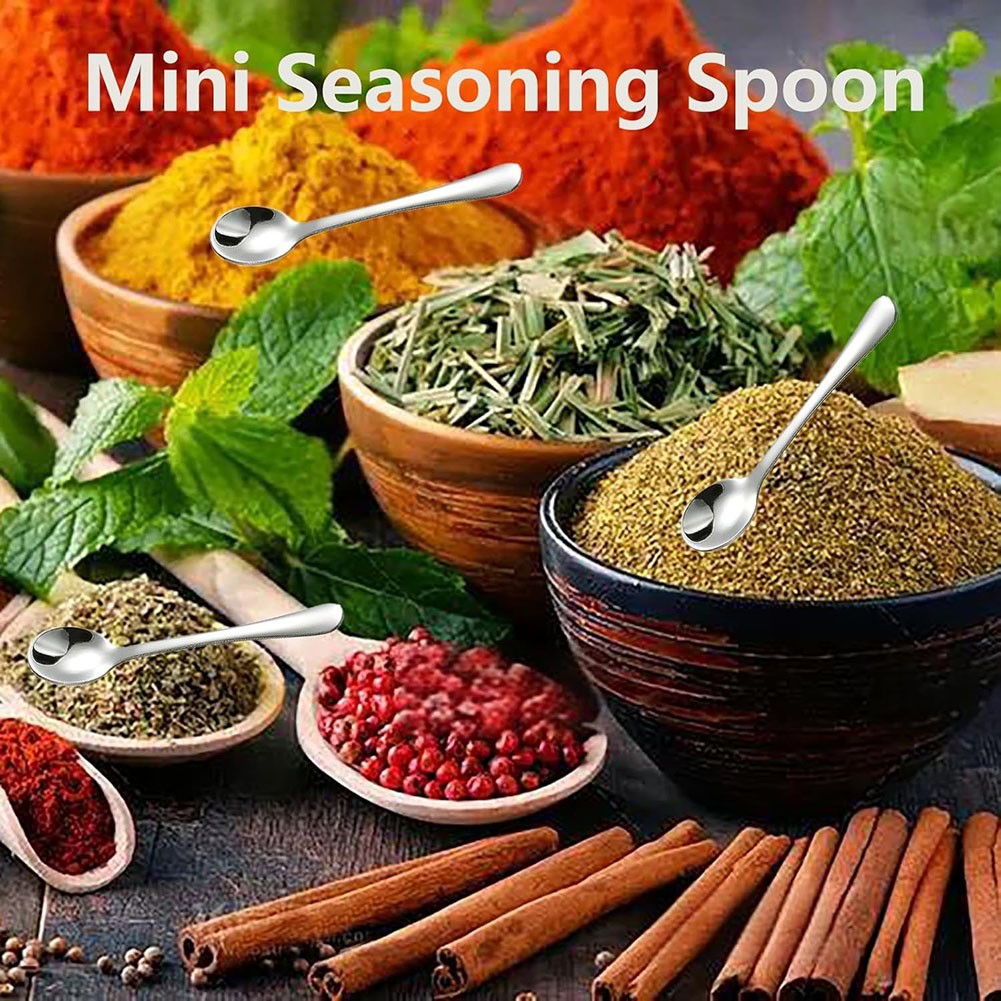 8 PIEZAS Pequeñas cucharas de acero inoxidable para tarros de especias, sal, azúcar, pimienta, miel - Imagen 16 de 16
