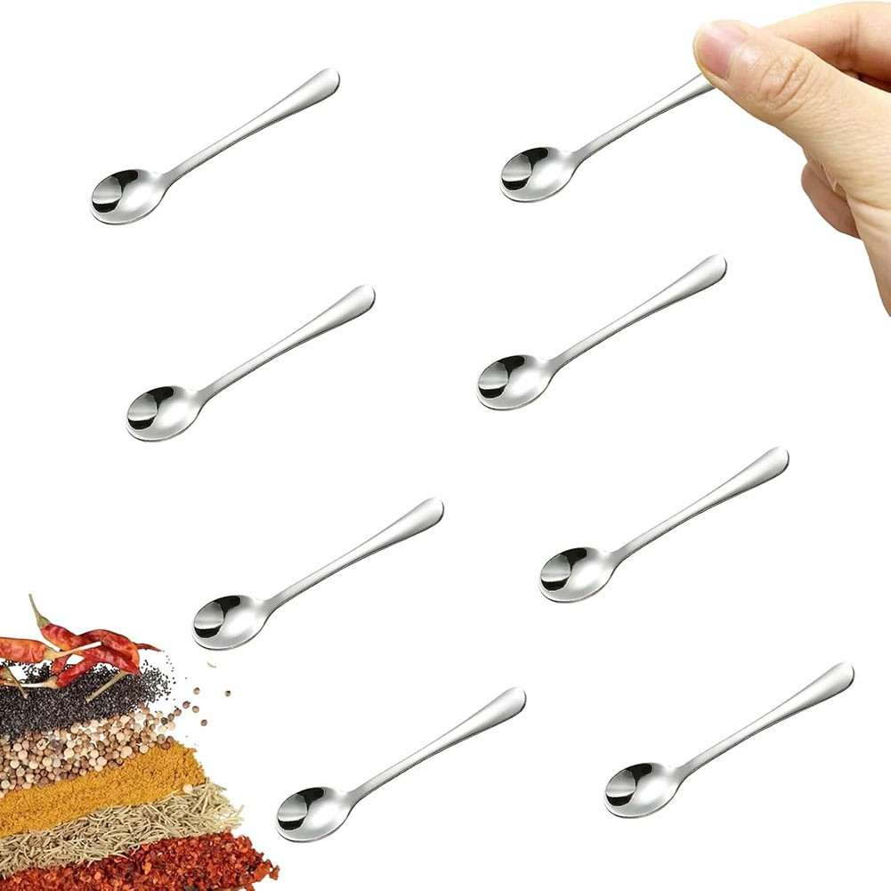8 PIEZAS Pequeñas cucharas de acero inoxidable para tarros de especias, sal, azúcar, pimienta, miel - Imagen 14 de 16