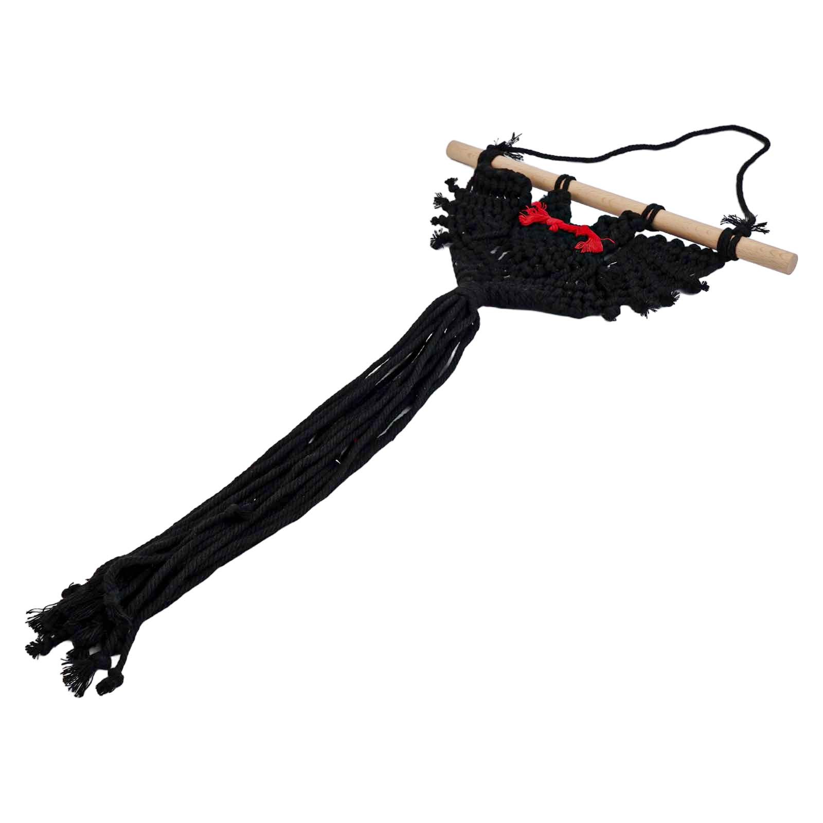 Exquisite Hand Woven Bat Pattern Macrame Wall Hanging for Halloween Decor
